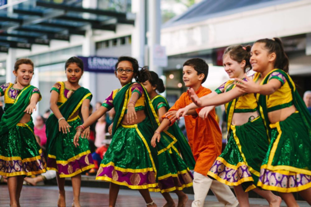 children dancing in traditional indian attire